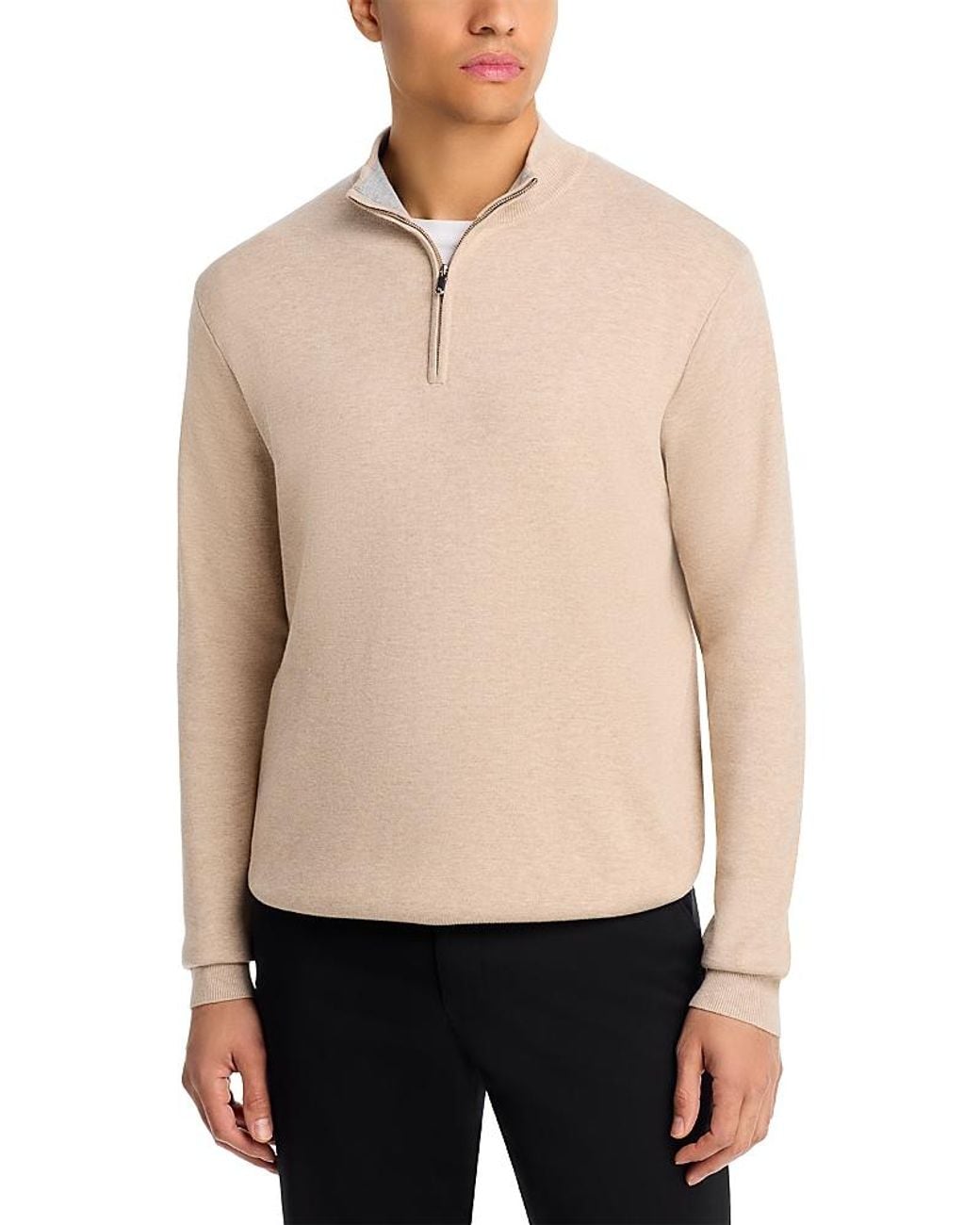 Peter Millar Natural Quarter Zip Sweater for men