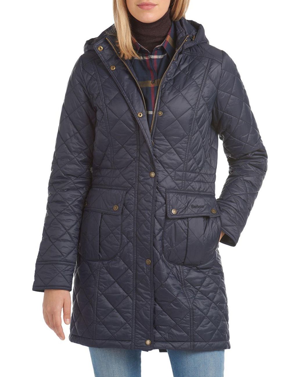 Barbour Synthetic Jenkins Hooded Quilted Coat in Navy (Blue) | Lyst