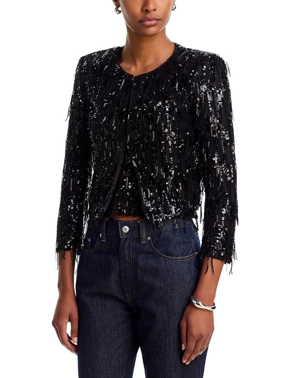 Generation Love Black Adalee Sequin Fringe Jacket