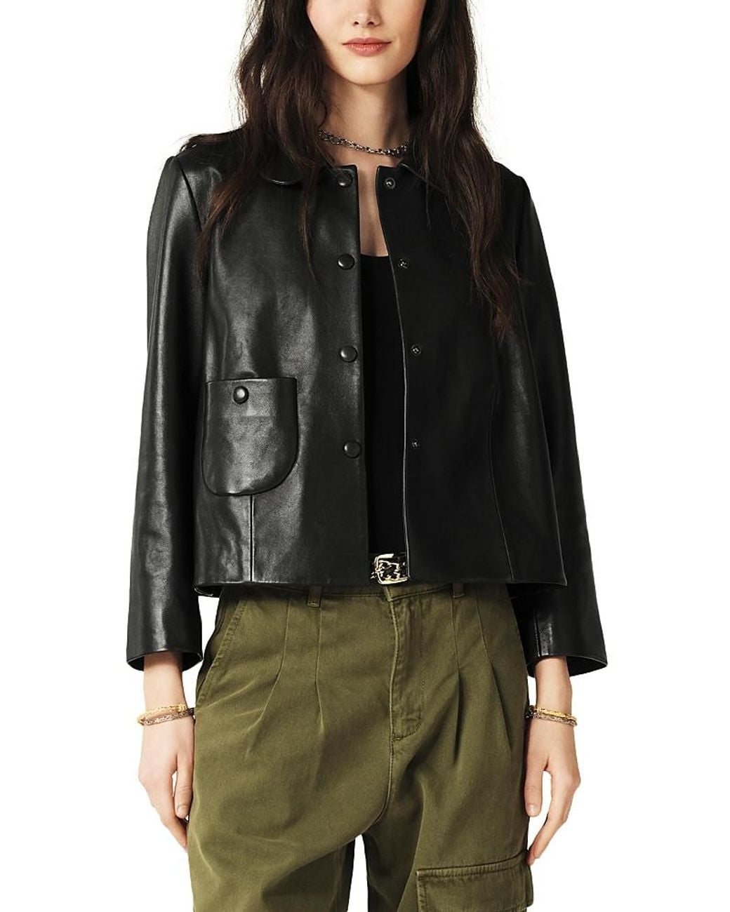 Ba&sh Black Veste Mylos Leather Jacket