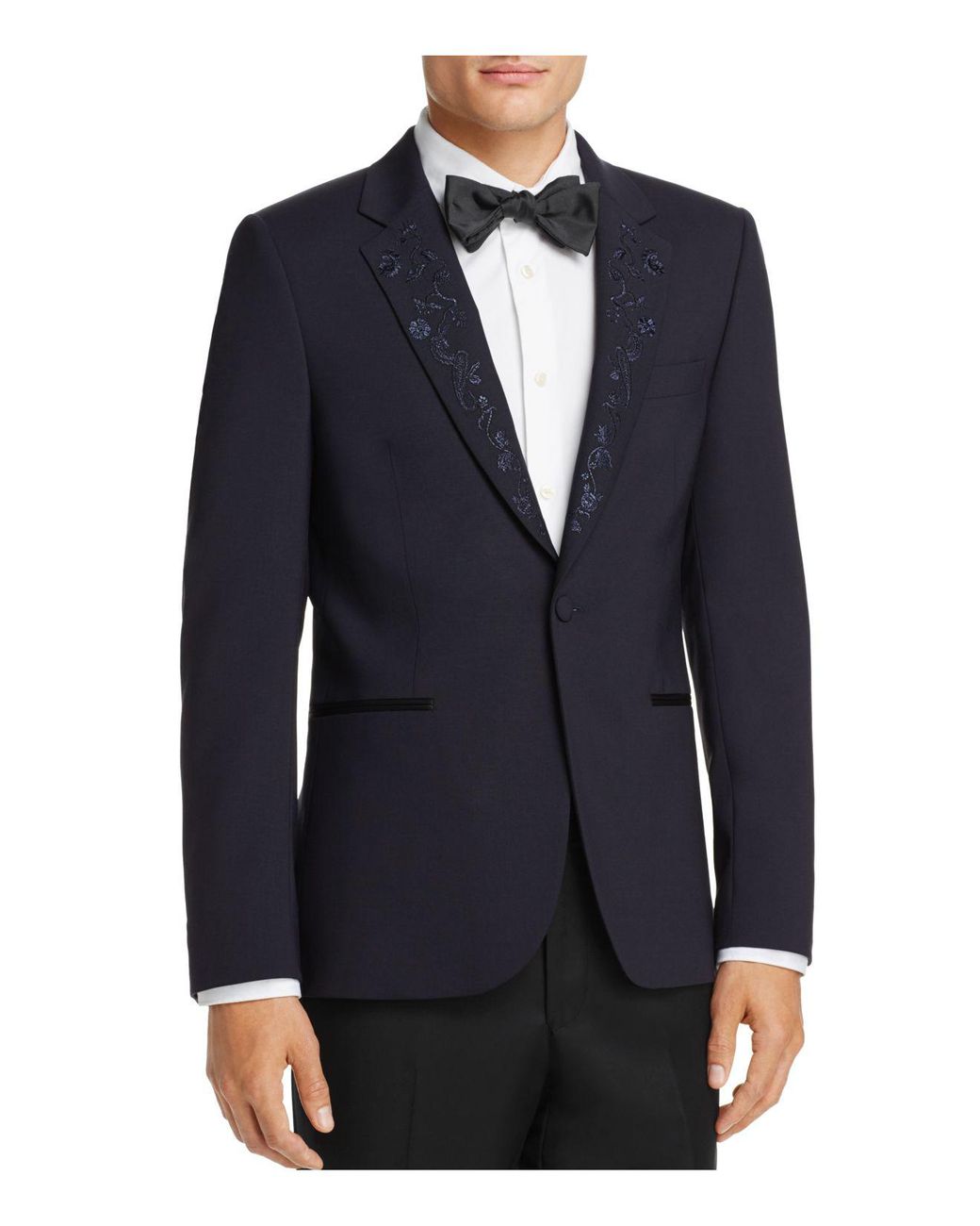 Paul Smith Embroidered Lapel Slim Fit Tuxedo Jacket in Blue for Men | Lyst