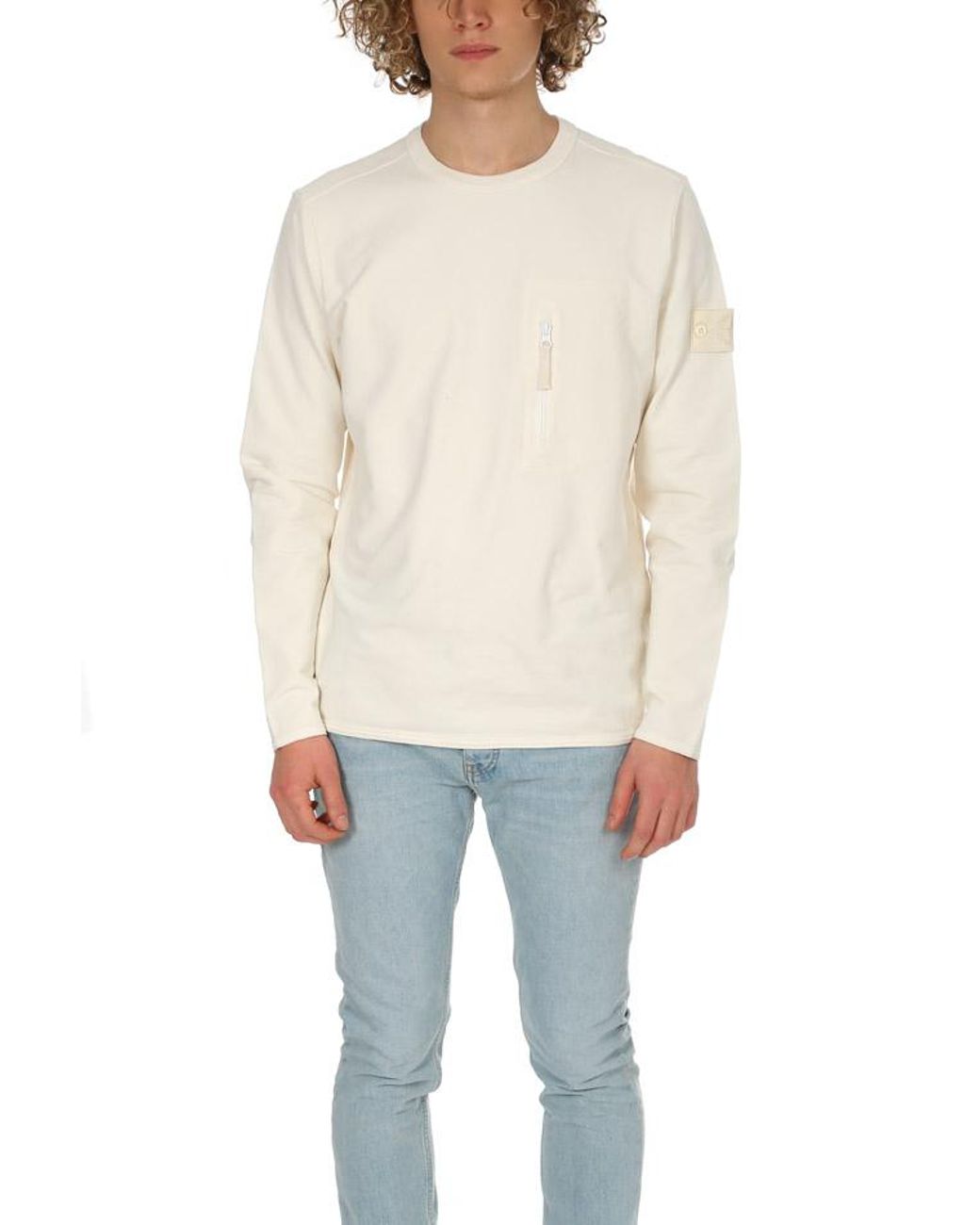 Stone Island Cotton Ghost Piece Sweatshirt in White for Men | Lyst