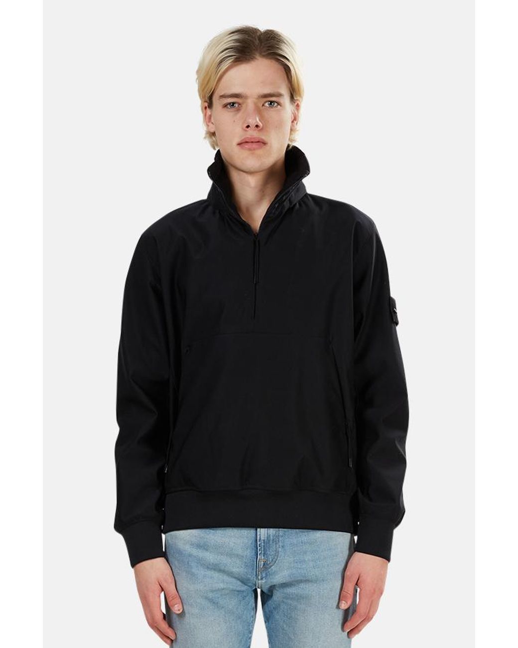 Stone Island Synthetic Ghost Nylon 3/4 Zip Pullover Jacket in Black for Men  - Lyst