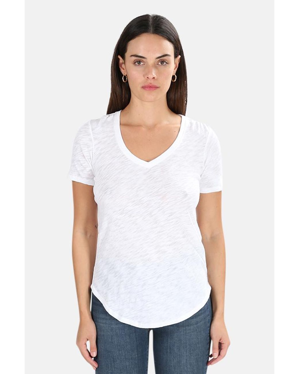 ATM Cotton V Neck Classic T-shirt in White - Lyst