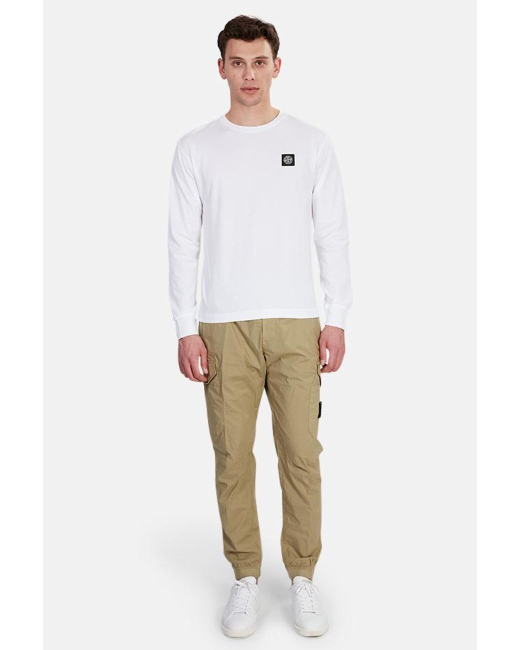 Tapered Cargo Trousers in Beige 