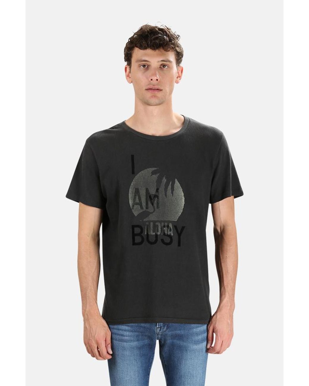 Remi Relief Cotton Raffi Stitch I Am Busy T-shirt in Charcoal (Black ...