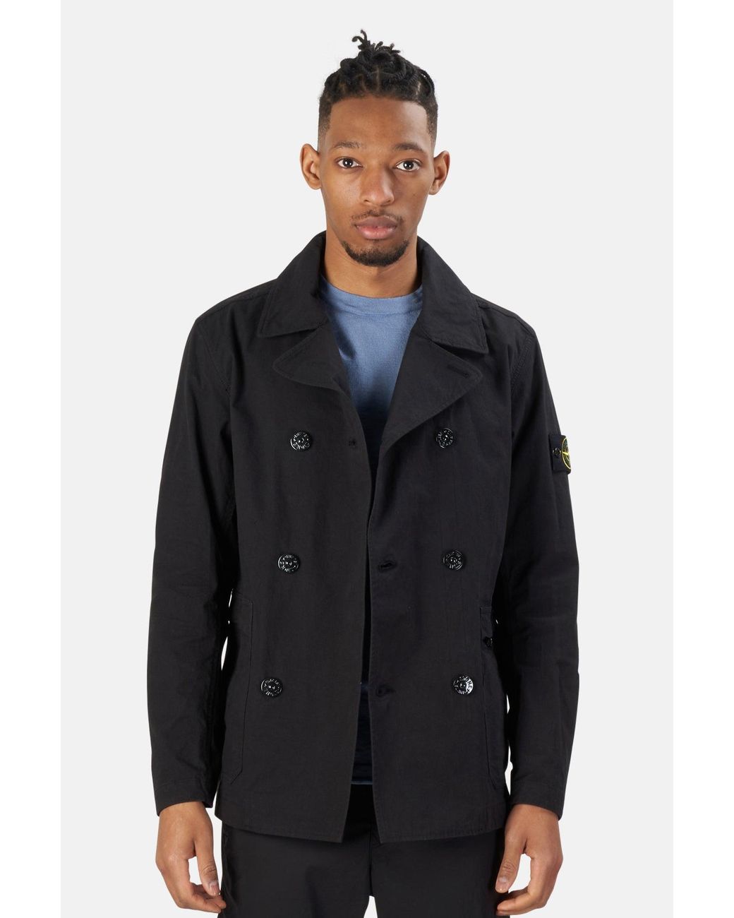 Stone Island Garment Dyed Cotton Cordura Peacoat in Black for Men | Lyst  Canada