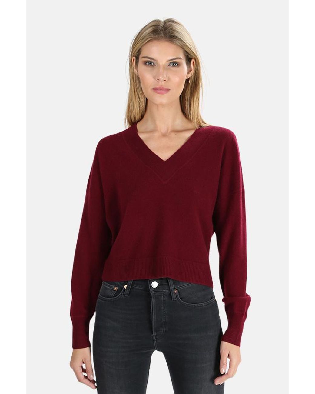 NAADAM Cashmere V Neck Sweater in Red - Lyst