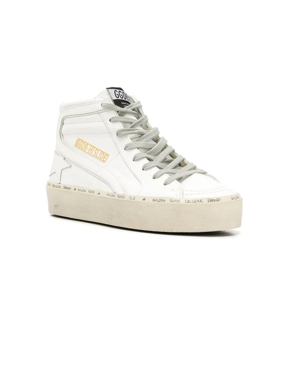 Golden Goose Leather Hi Slide Sneaker Shoes in White | Lyst