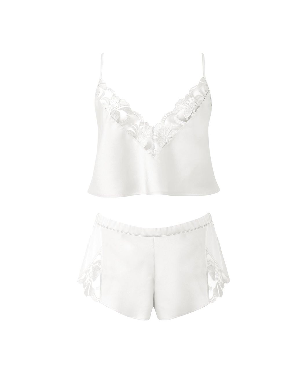 Bluebella White Leonora Luxury Satin Cami And Short Set/Sheer