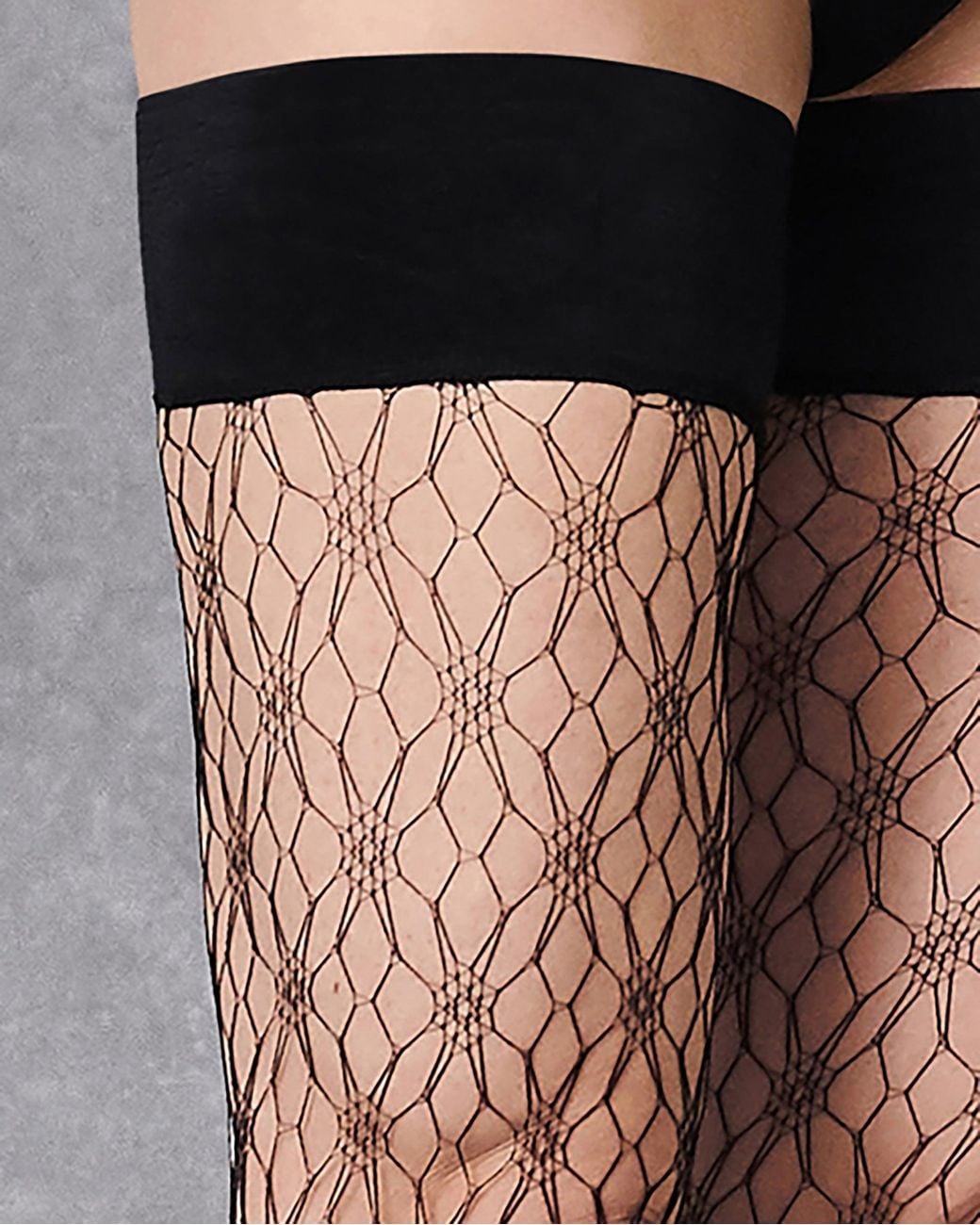 Bluebella White Star Fishnet Leg/Plain Top Hold Ups