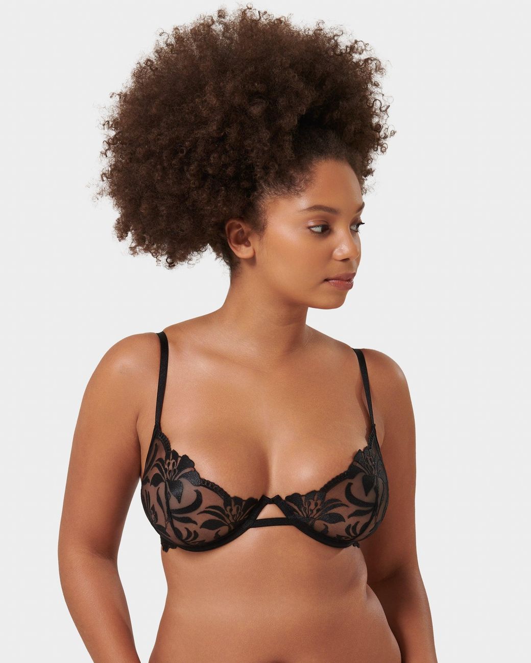 Bluebella Black Leonora Floral Embroidered Bra