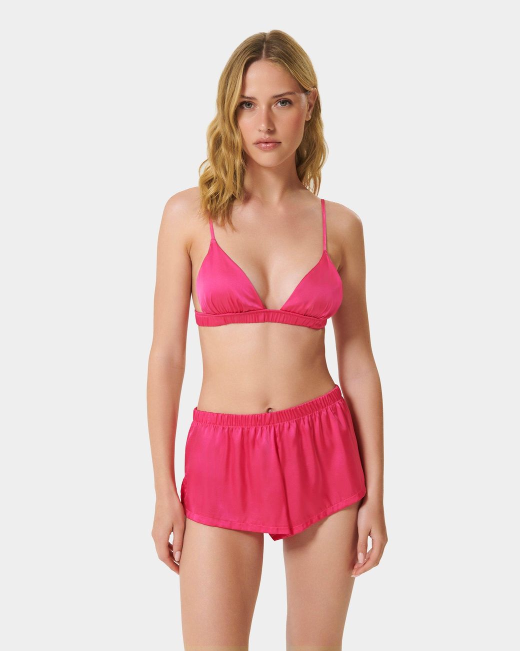 Bluebella Pink Saskia Luxury Satin Soft Bra And Short Set Fuchsia