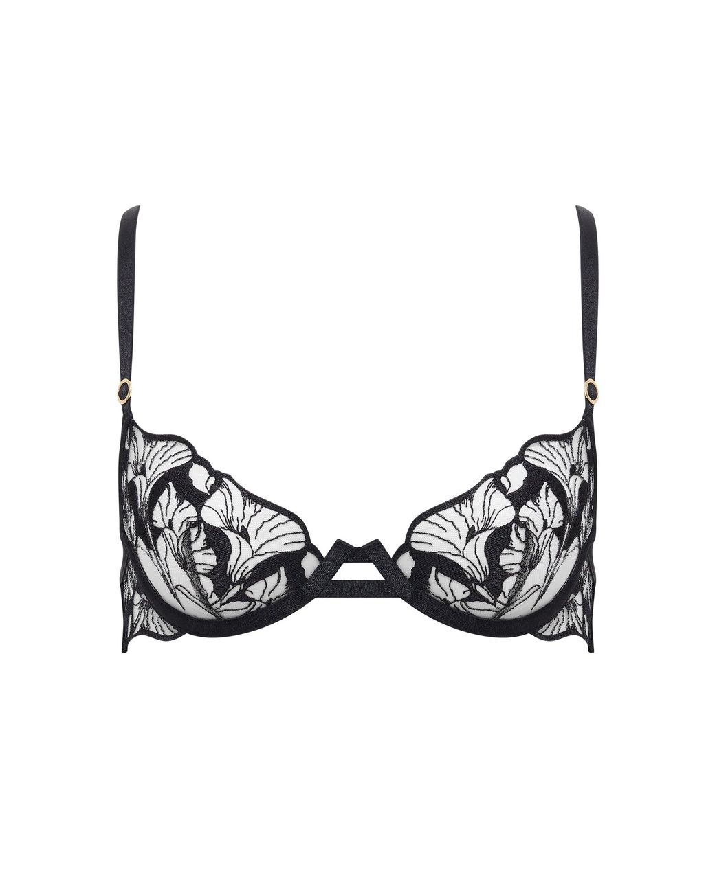 Bluebella Black Kalmia Floral Embroidered Bra
