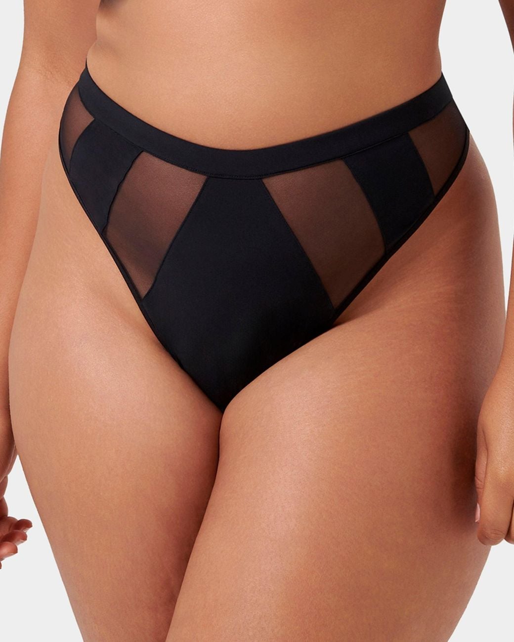 Bluebella Black Orla High Waisted Mesh Thong