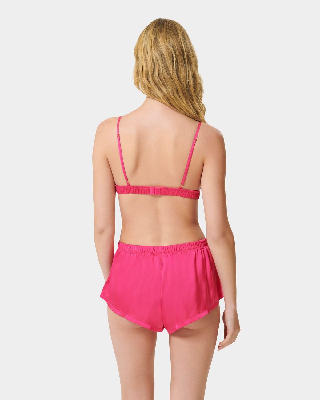 Bluebella Pink Saskia Luxury Satin Soft Bra And Short Set Fuchsia