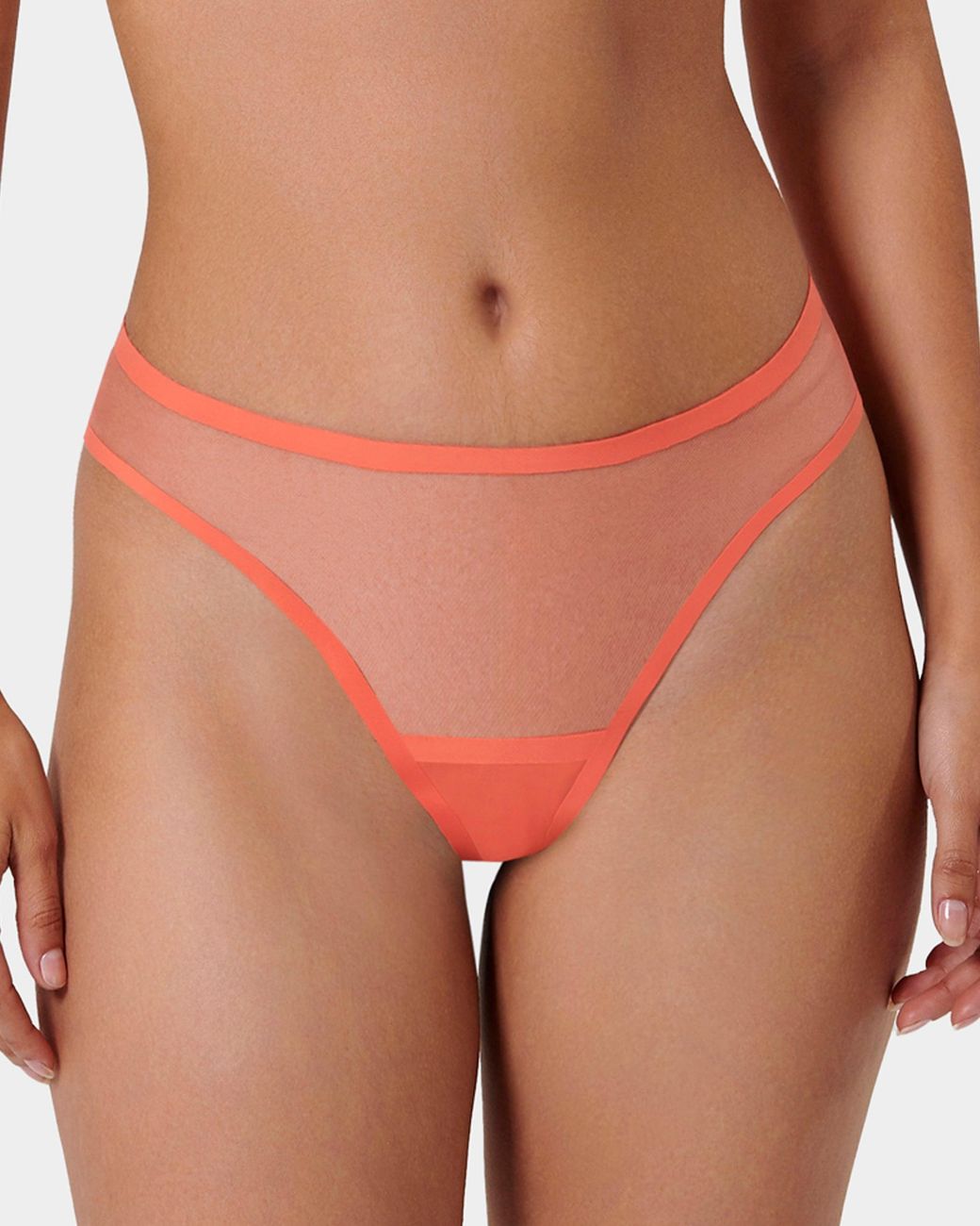 Bluebella White Naomi Mesh Thong Coral