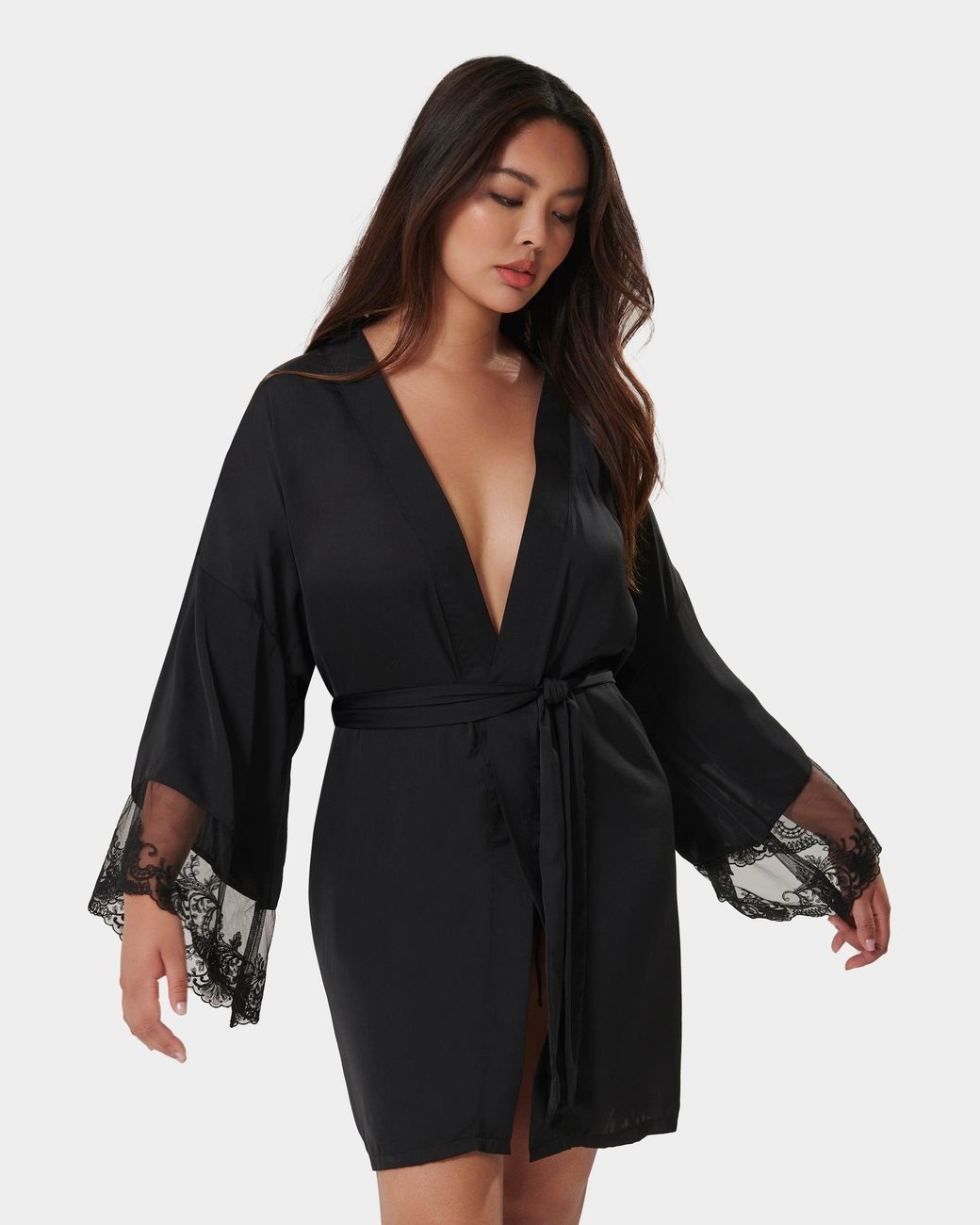 Bluebella Black Marseille Luxury Satin Kimono