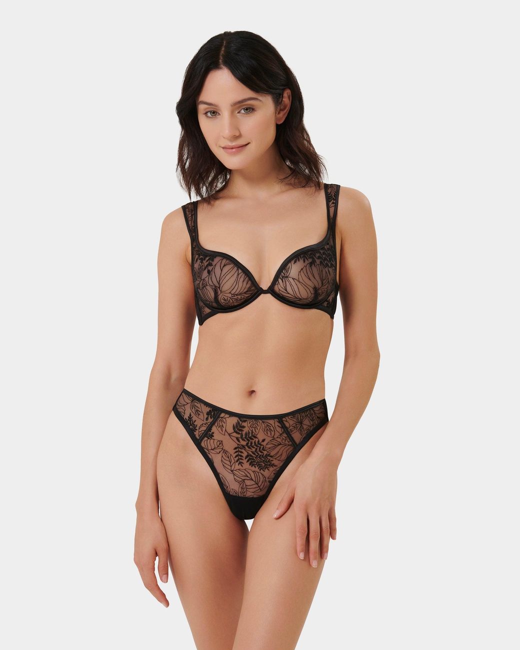 Bluebella Black Seraphim Embroidered Sheer Bra