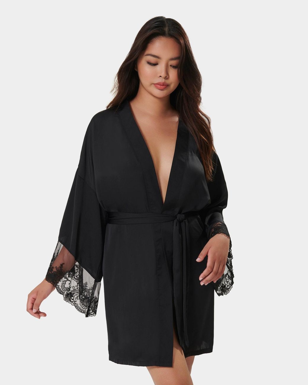 Bluebella Black Marseille Luxury Satin Kimono