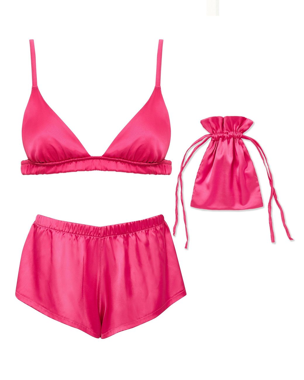 Bluebella Pink Saskia Luxury Satin Soft Bra And Short Set Fuchsia