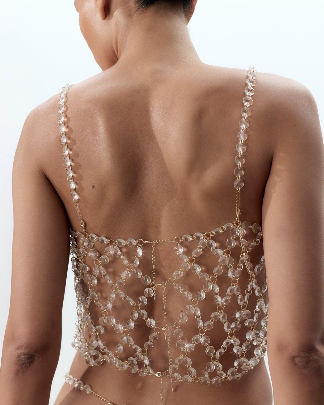 Bluebella White Crystal Cami Crop Top Clear