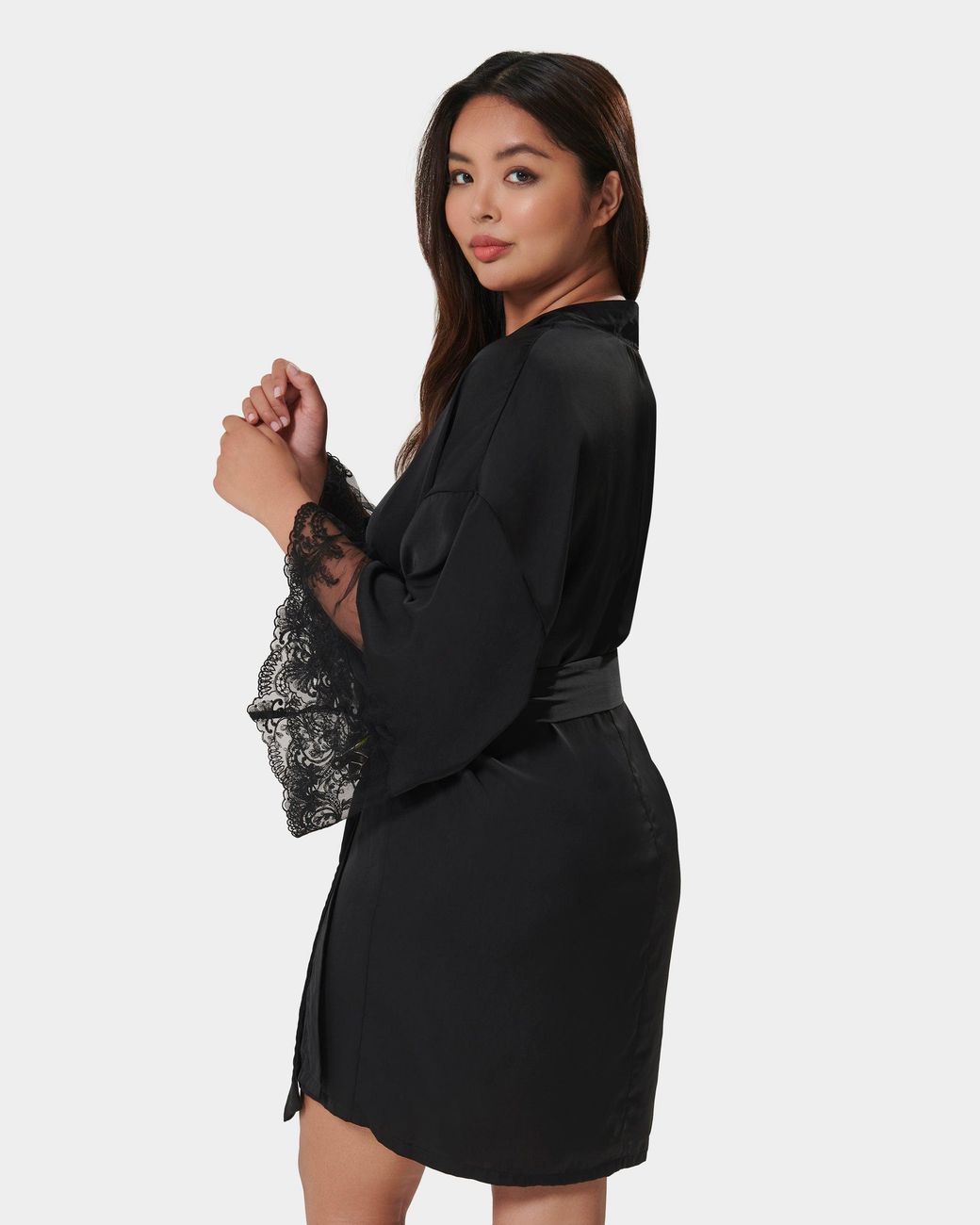 Bluebella Black Marseille Luxury Satin Kimono