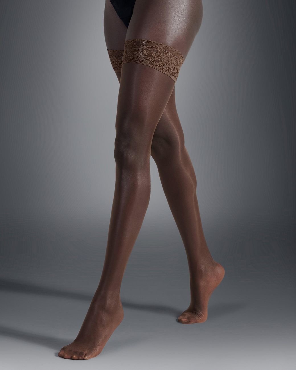 Bluebella White Plain Leg/Lace Top Hold Ups Berry