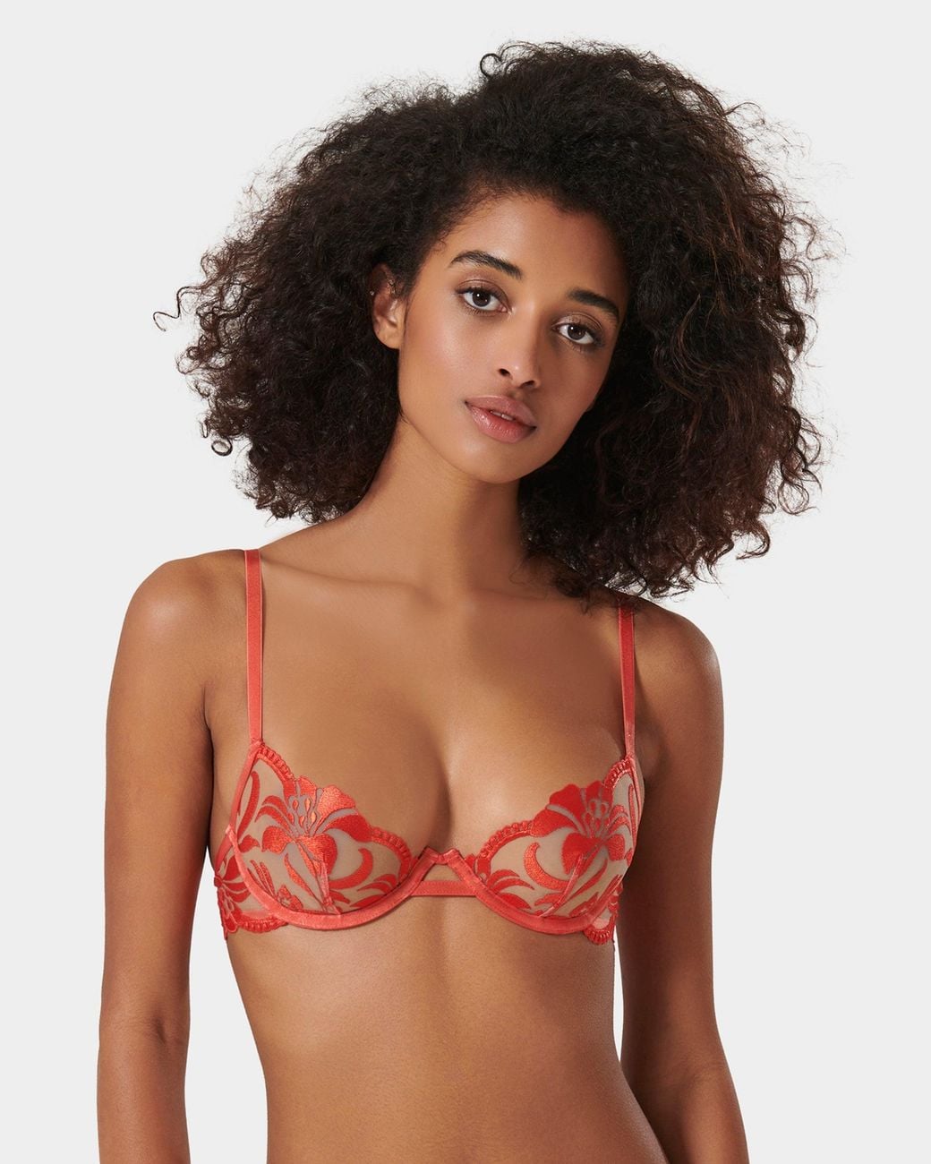 Bluebella Leonora Floral Embroidered Bra Coral