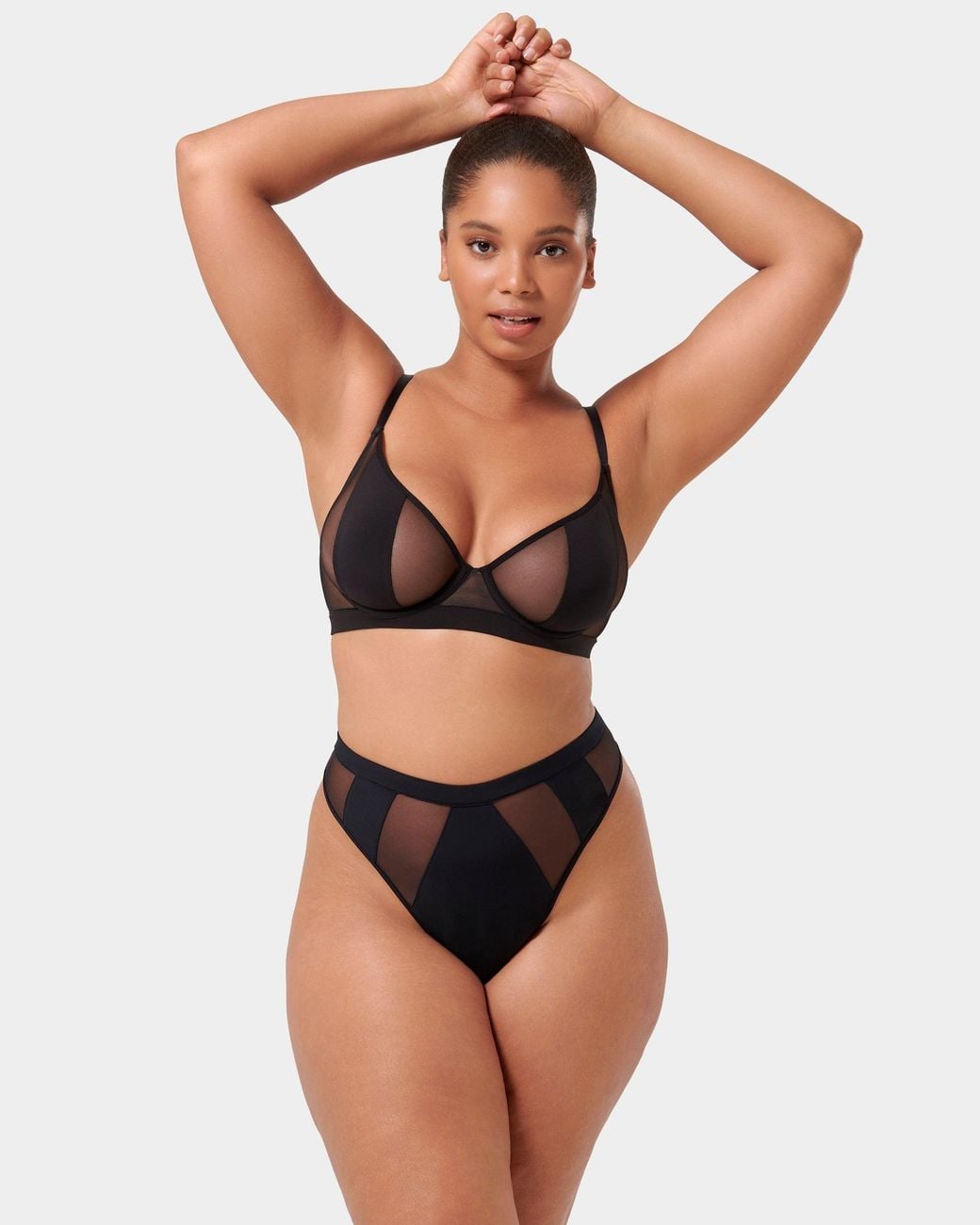 Bluebella Black Orla High Waisted Mesh Thong