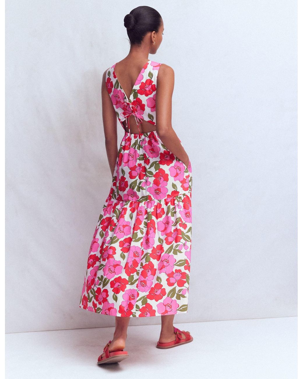Boden Red Sleeveless Poplin Dress