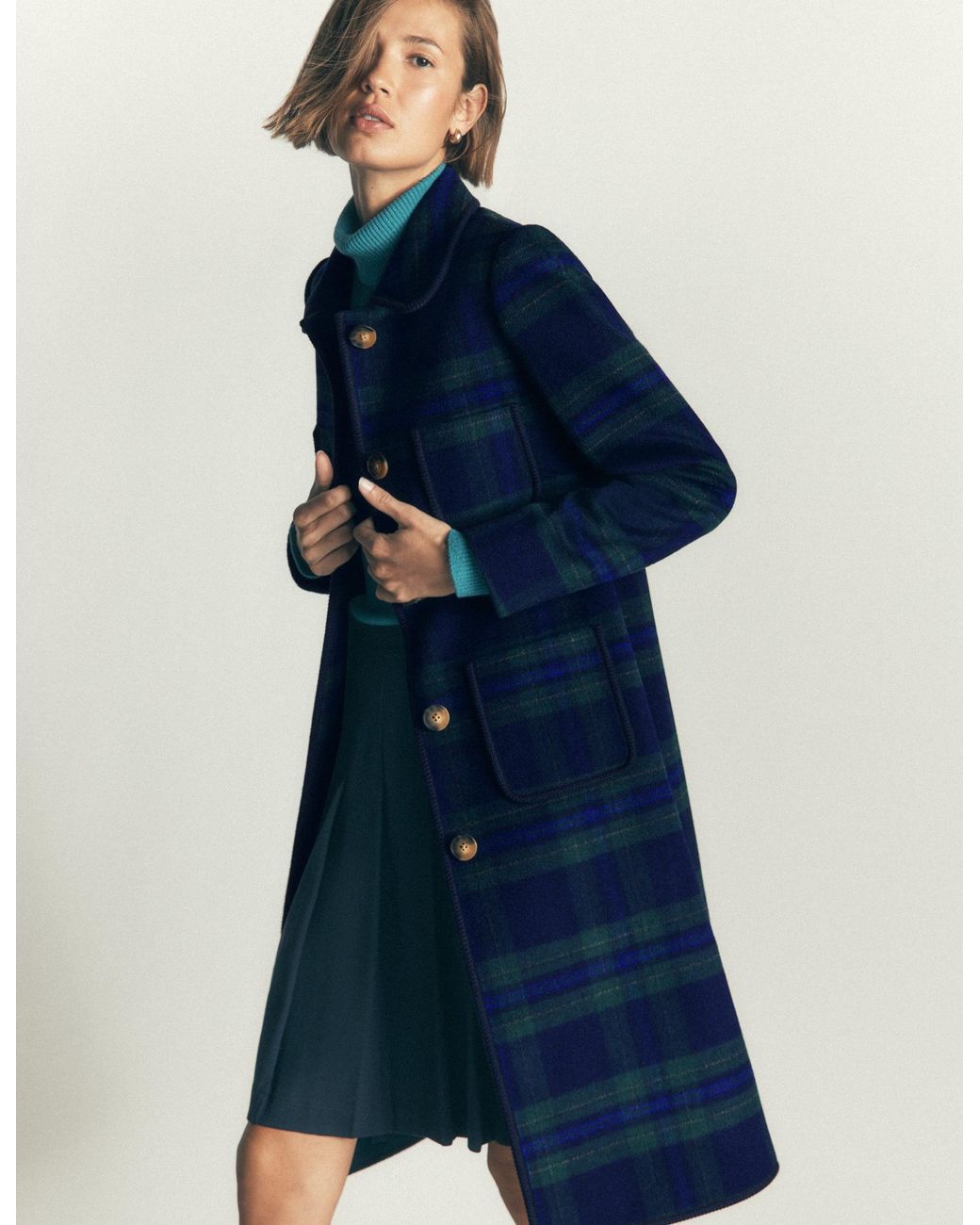 Boden Green Patch Pocket Wool Blend Coat