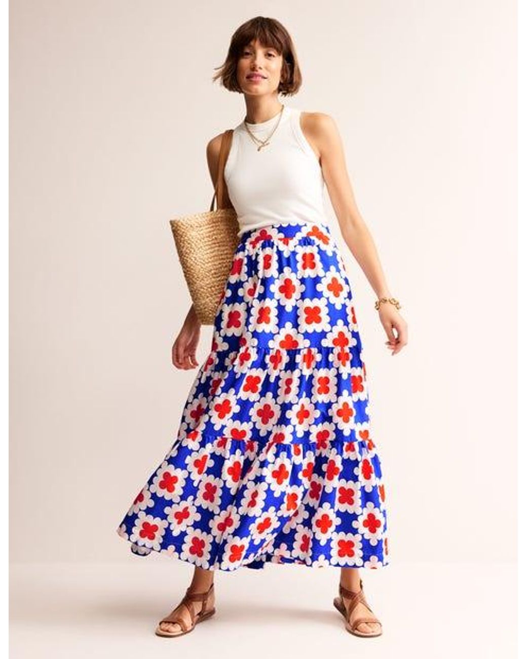 Boden Lorna Tiered Maxi Skirt Surf The Web Abstract Tile Lyst UK