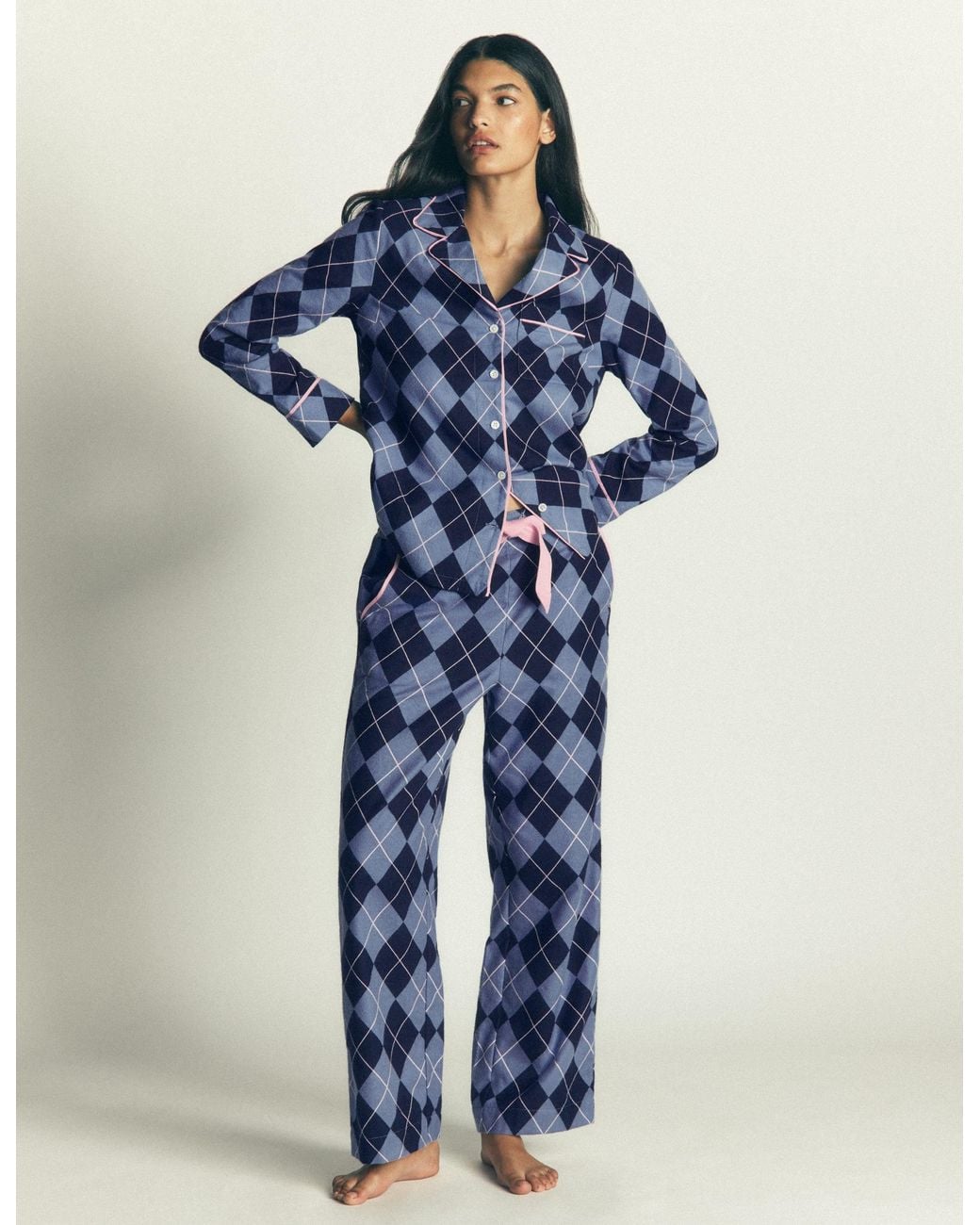 Boden Blue Brushed Cotton Pyjama Trousers
