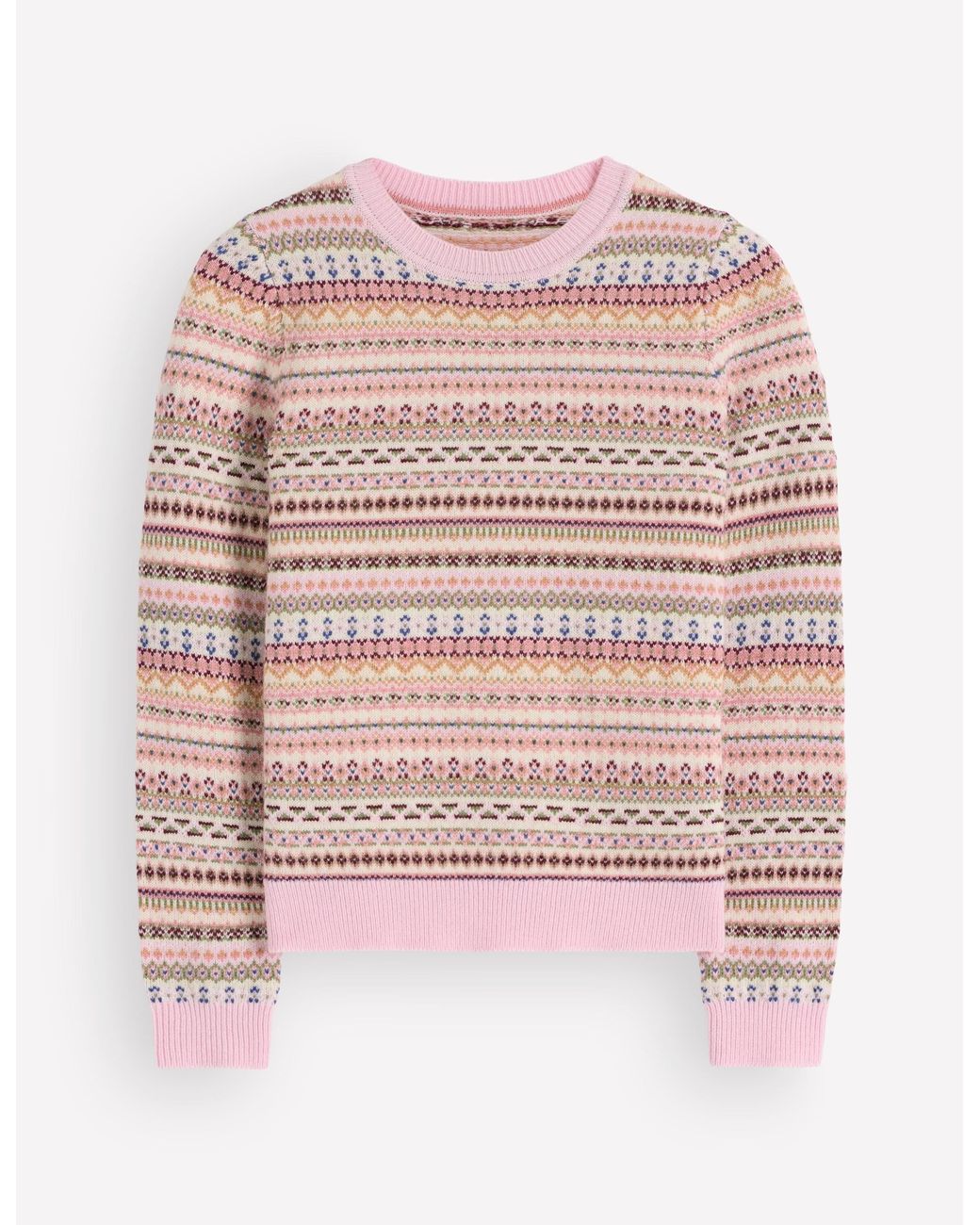 Boden Pink Edie Fair Isle Sweater