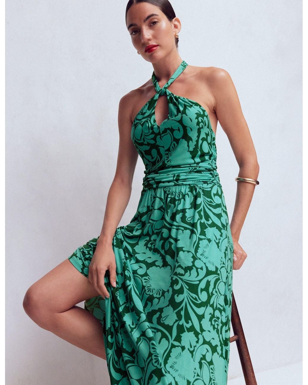 Boden Green Sydney Twist Neck Jersey Dress