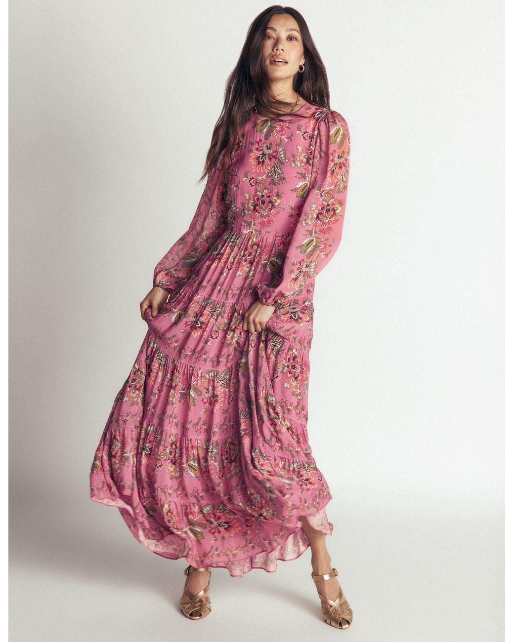 Boden Green Multi Tiered Maxi Dress