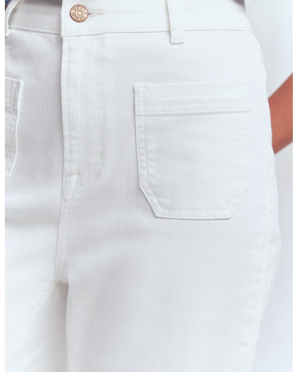 Boden White Straight Leg Pocket Jeans