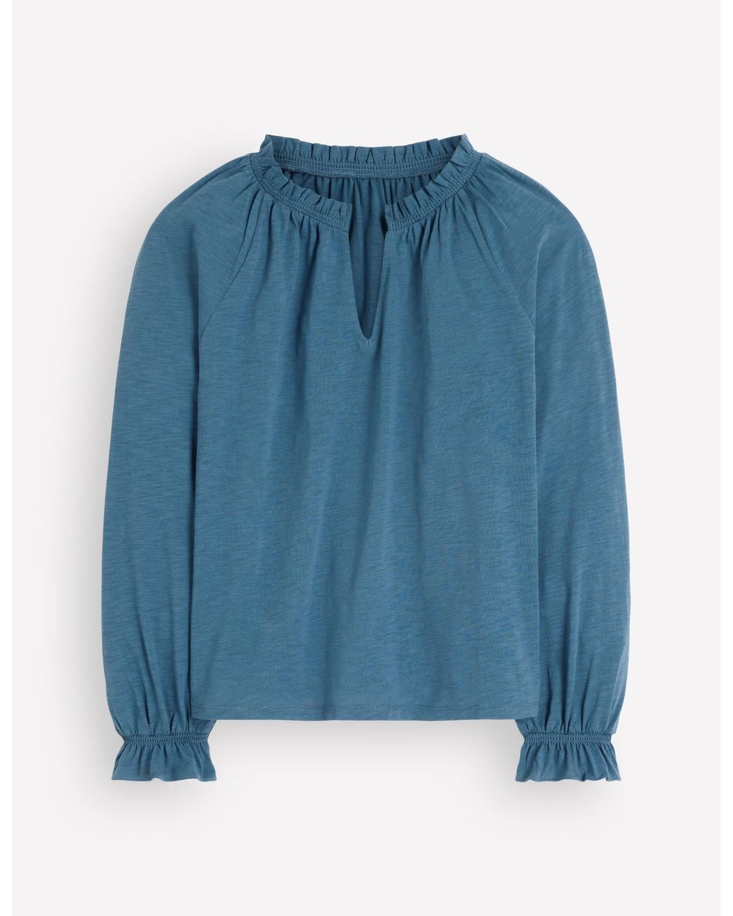 Boden Blue Pia Ruffle Detail Top