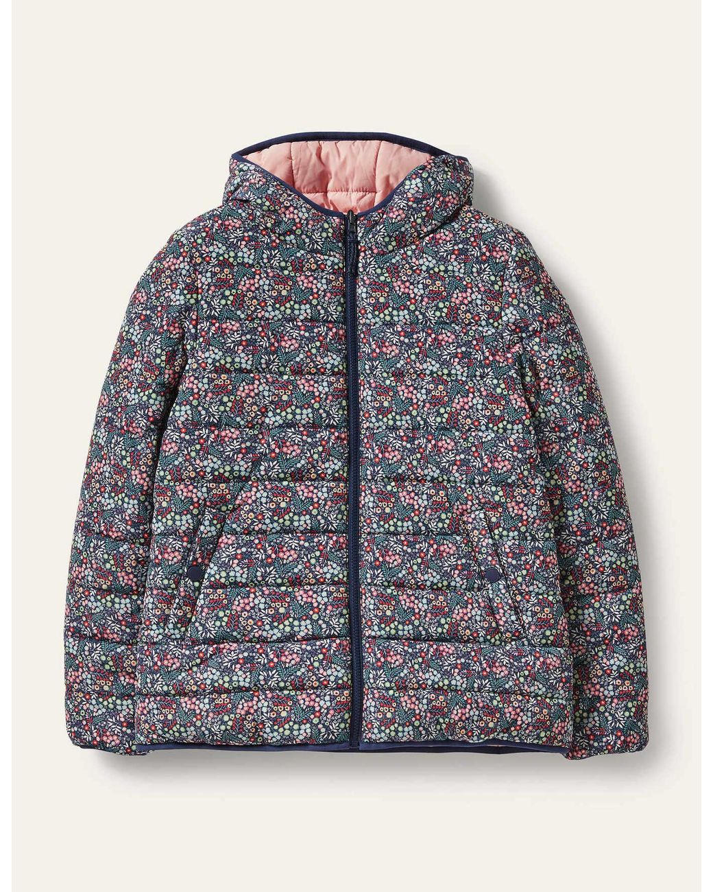 Boden Reversible Puffer Jacket Night Blue in Gray Lyst