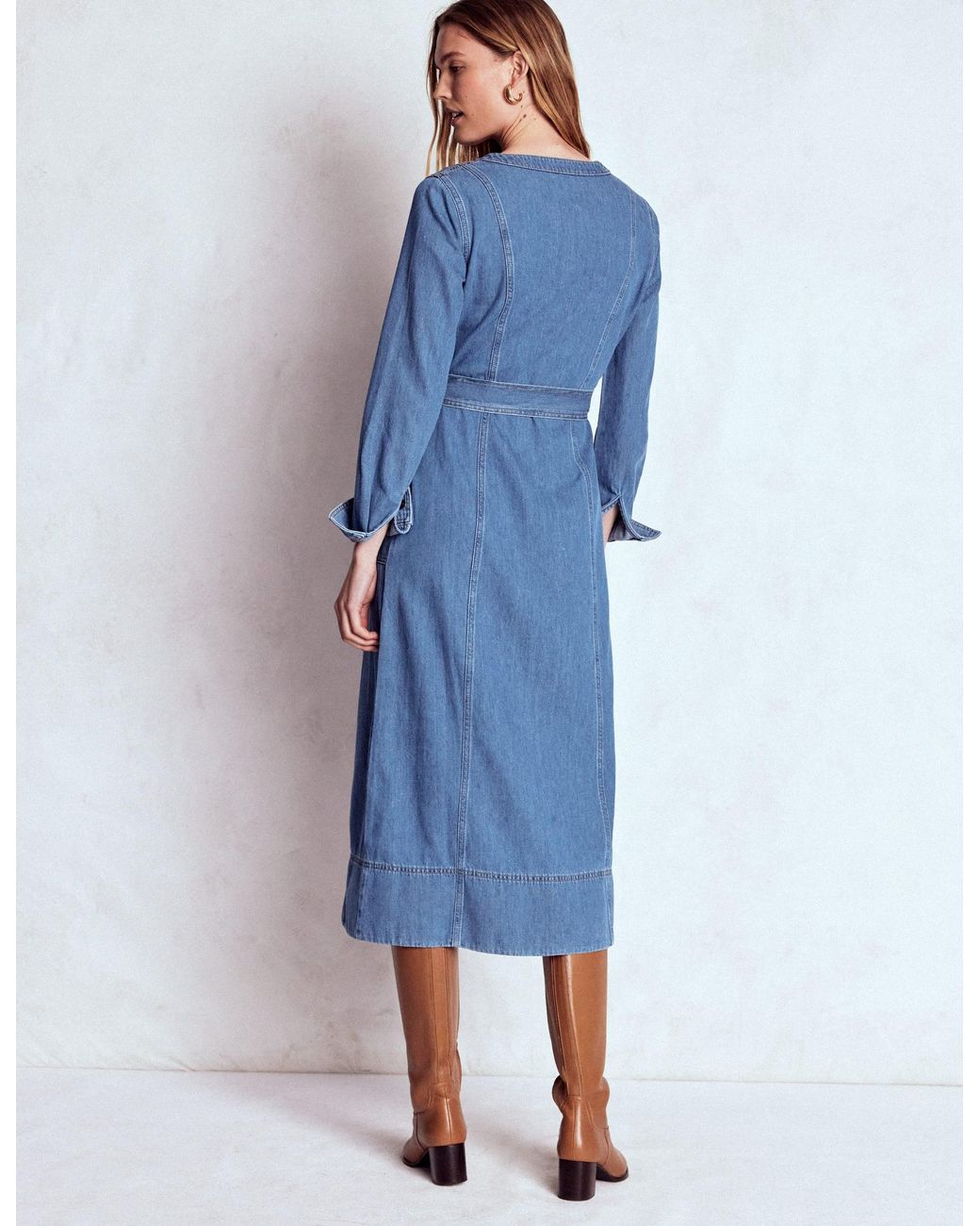 Boden Blue Zip Denim Straight Dress