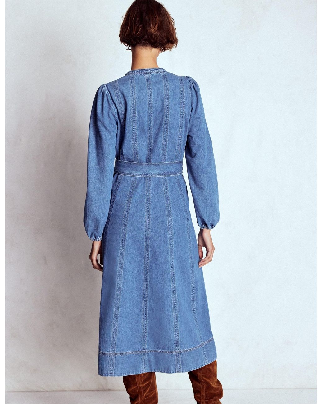 Boden Blue Flared Panel Denim Dress