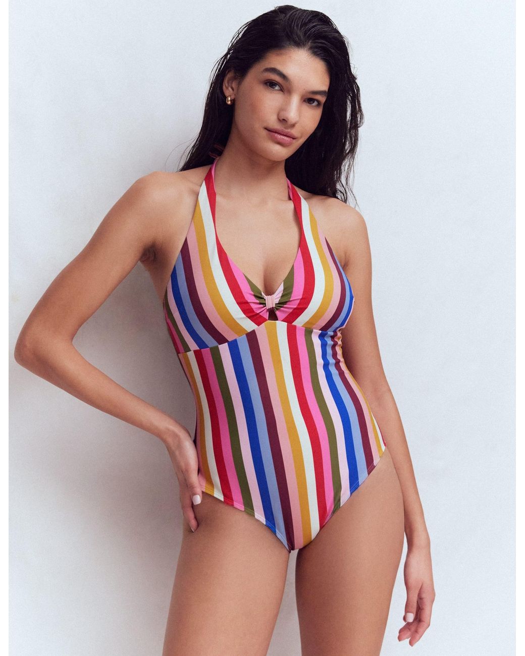 Boden Orange Bow Halter Swimsuit