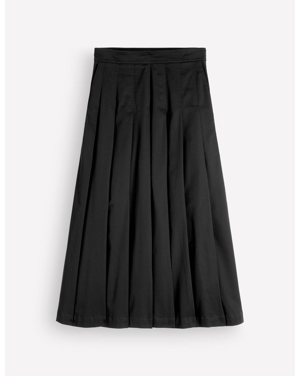 Boden White Aya Cotton Sateen Midi Skirt