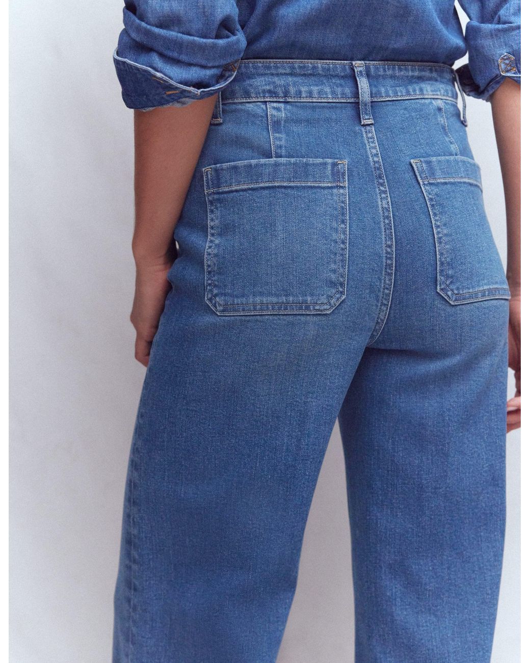 Boden Blue Patch Pocket Flare Jeans