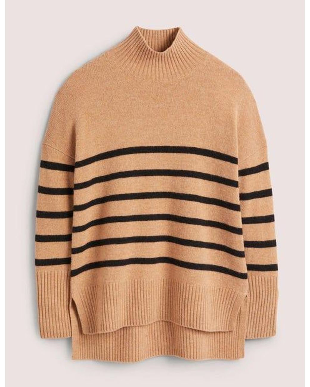 Boden Jessica Oversized Sweater Camel Melange, Black Stripe in Natural |  Lyst