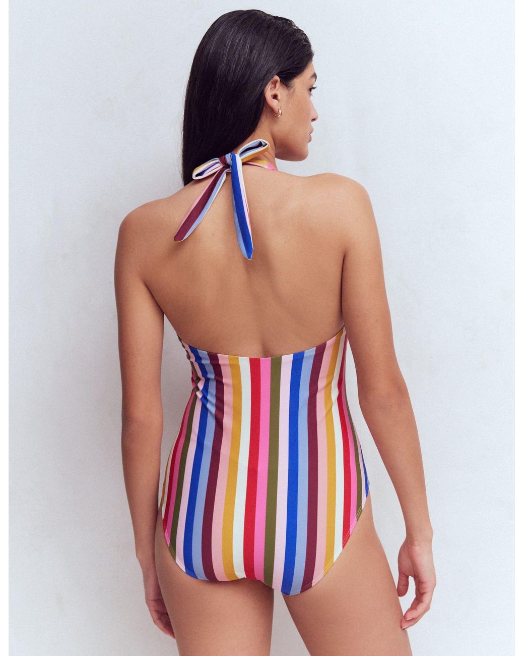 Boden Orange Bow Halter Swimsuit
