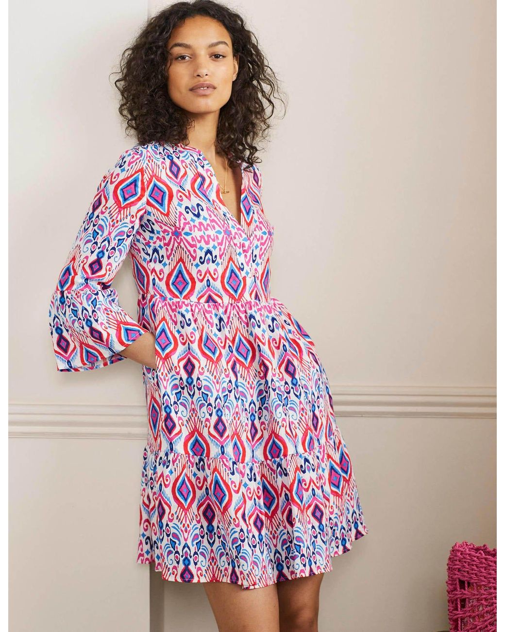 Boden Relaxed Linen Tiered Dress Ikat Paradise Lyst