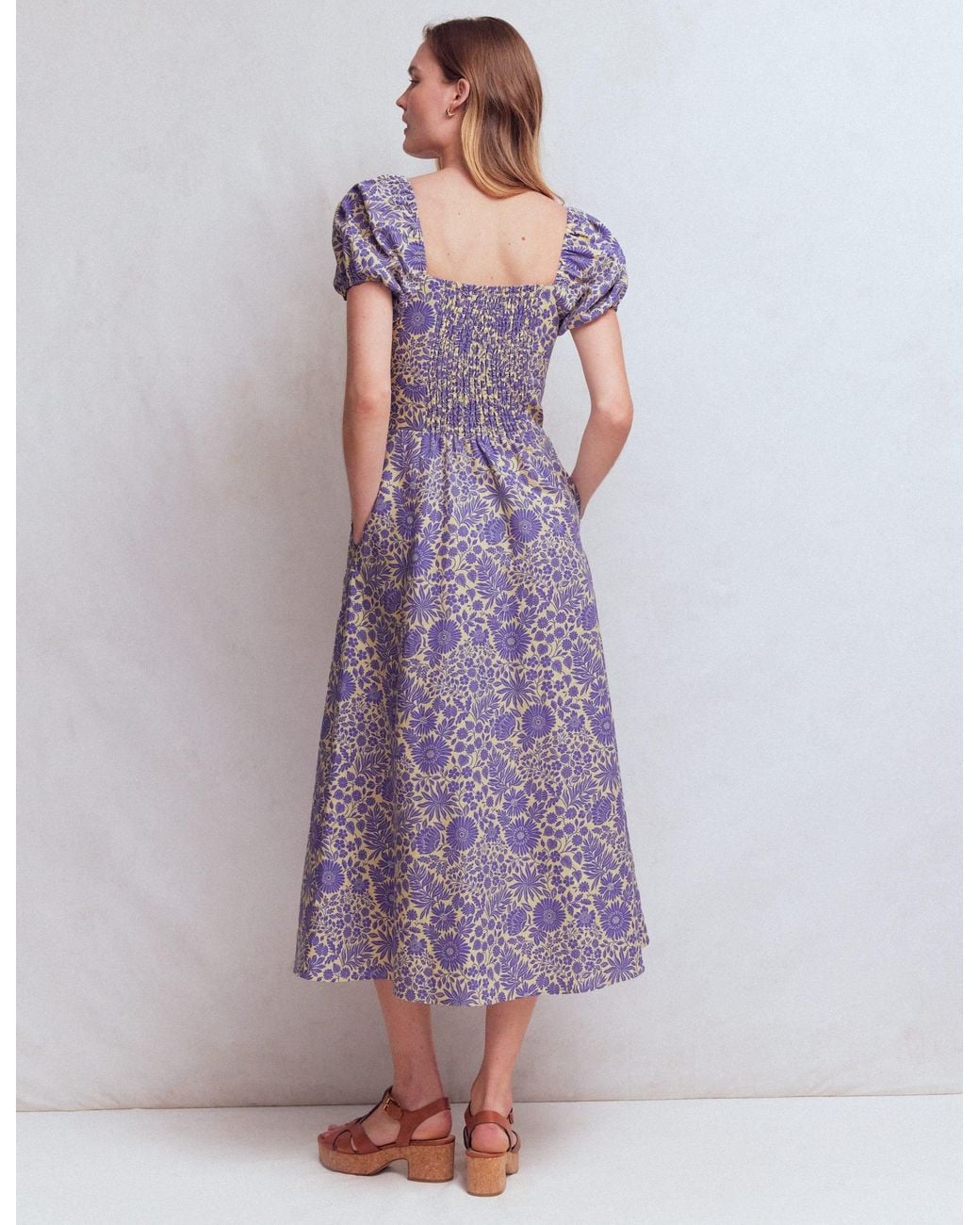 Boden Purple Twist Front Linen Blend Dress