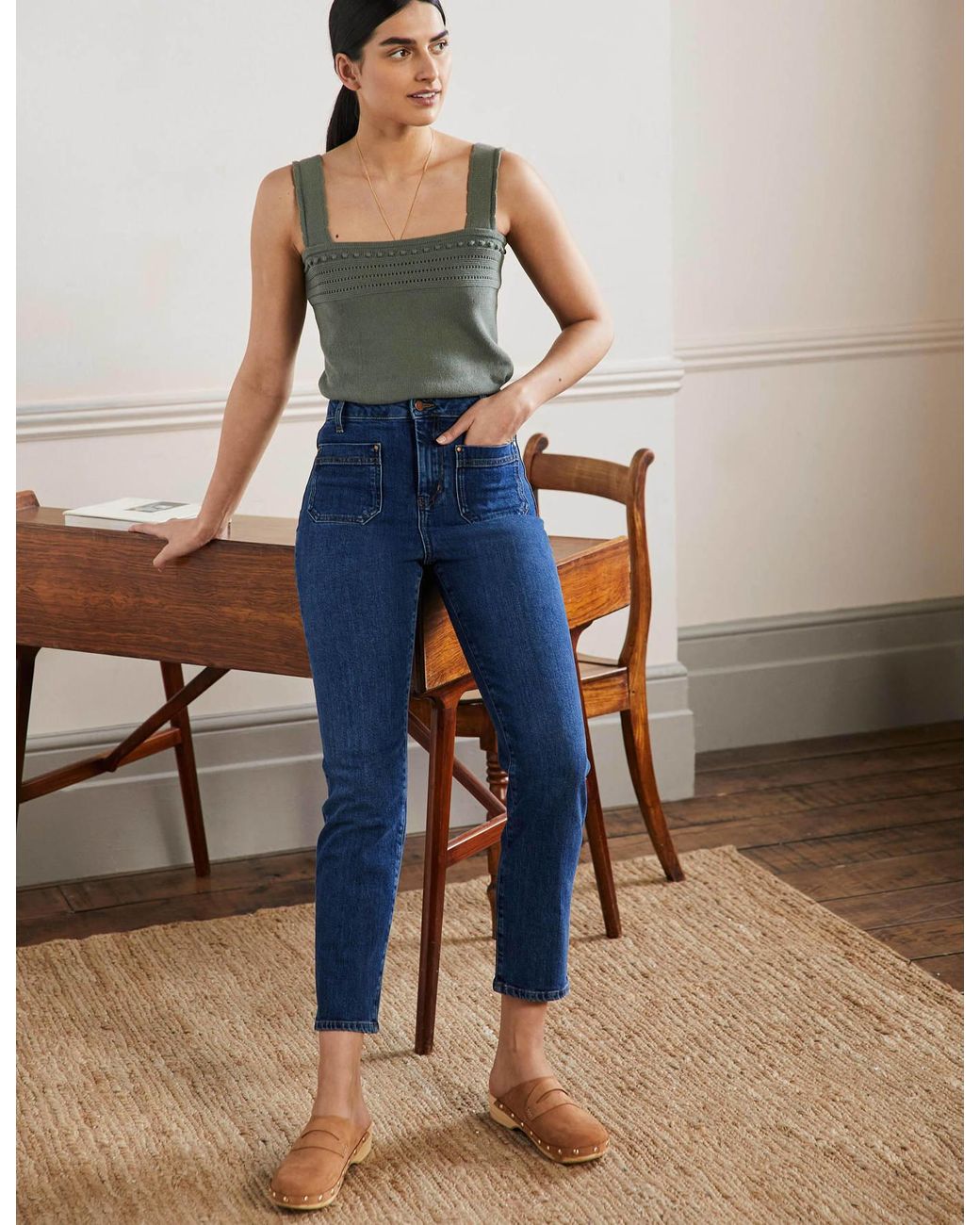 Boden Denim Patch Pocket Straight Jeans 
